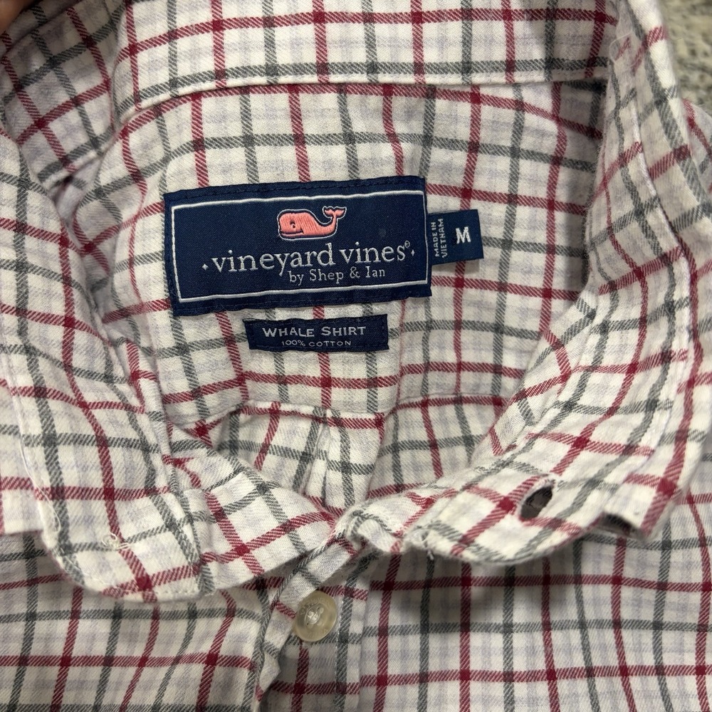 Vineyard Vines Mens M Plaid Woven Cotton Long Sleeve Button-Down Whale Shirt